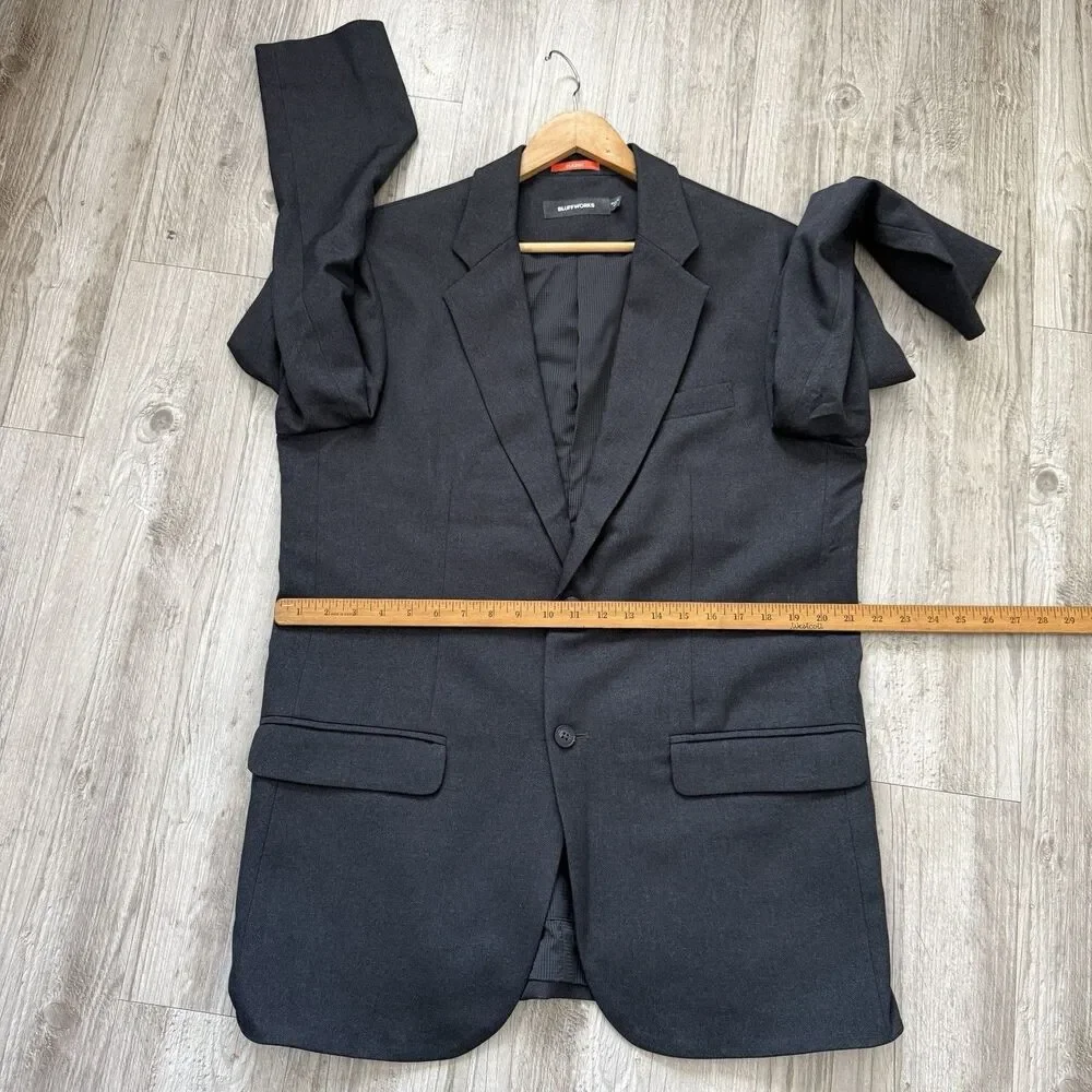 Bluffworks Gramercy Blazer Sport Coat Jacket Men’s 44L Charcoal Gray 2-Button